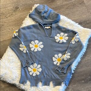 Hazel Moon Blue Daisy Sweater - Medium